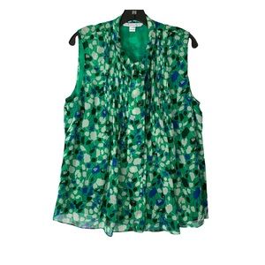 Diane Von Furstenberg Sleeveless Blouse Flower Print Sz 14